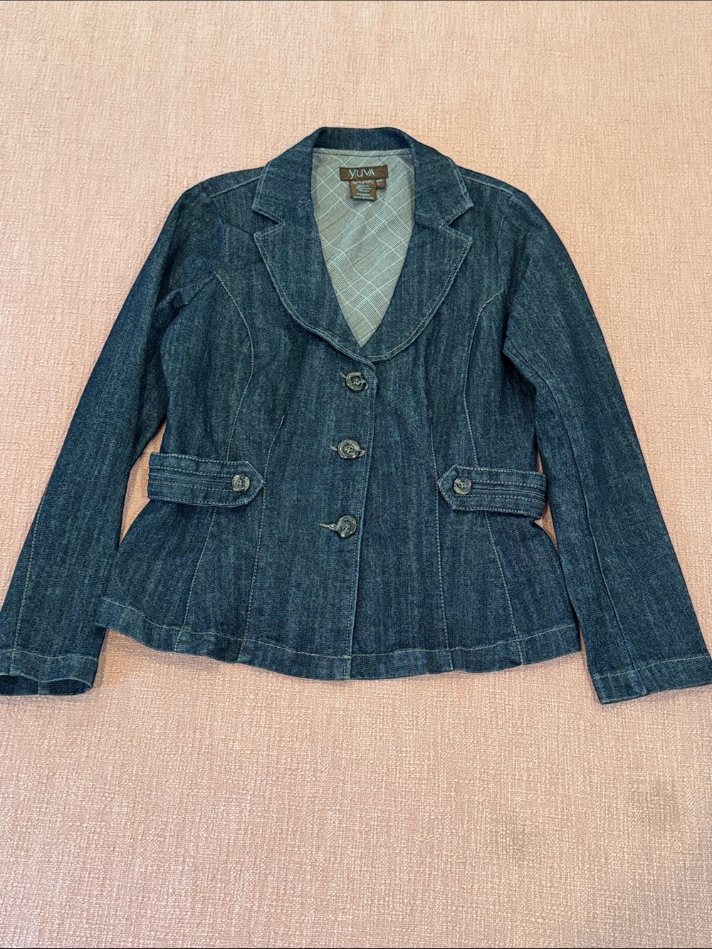 Dark Blue Denim Blazer Jacket - Tailored Women's Jean Jacket